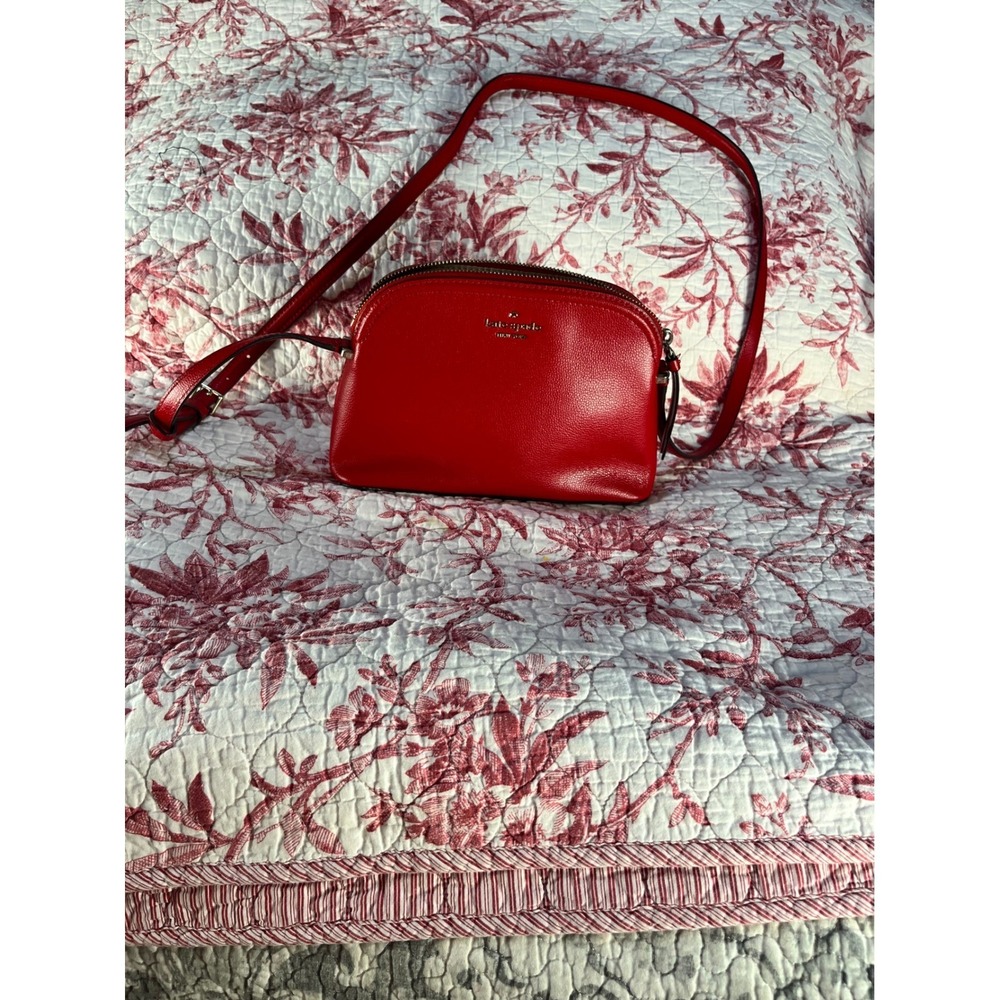 Kate Spade New York Red Pebbled Leather Dome Crossbody Bag